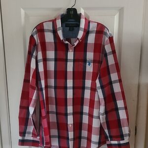 U.S. Polo Assn. Red and White Plaid Men's Shirt